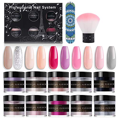 Latorice Dipping Powder Nail Set for Nail Art 10 Colors Collection, Dip Powders