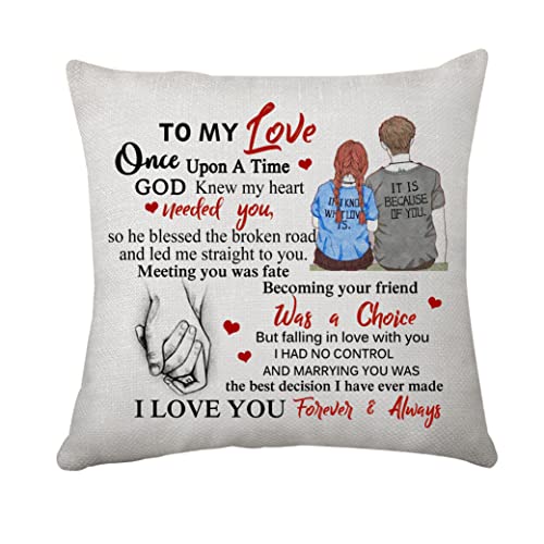 Housse de coussin « To My Love » - Cadeau pour elle et lui - Pour la Saint-Valentin - Pour femme et mari - Cadeau d'anniversaire pour couple - Décoration d'intérieur (069 To My Love) Cover