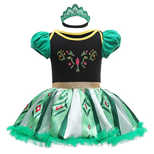 HIHCBF Disfraz de princesa Anna para Halloween, de Navidad, cumpleaños, vestido de tutú con diadema de 6 a 9 m