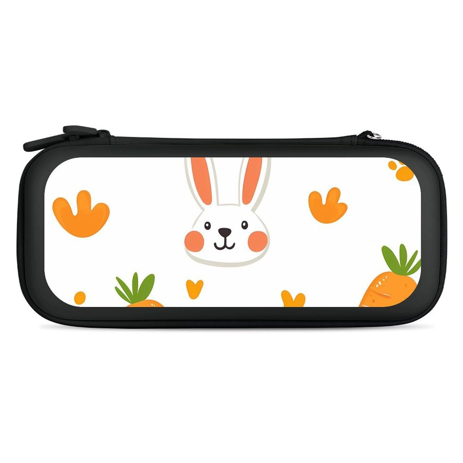 Cute Carrots And Rabbit Paws Compatible with Switch Carrying Case Hard Travel Game Bag Pouch with 15 Games Accessories Black-style