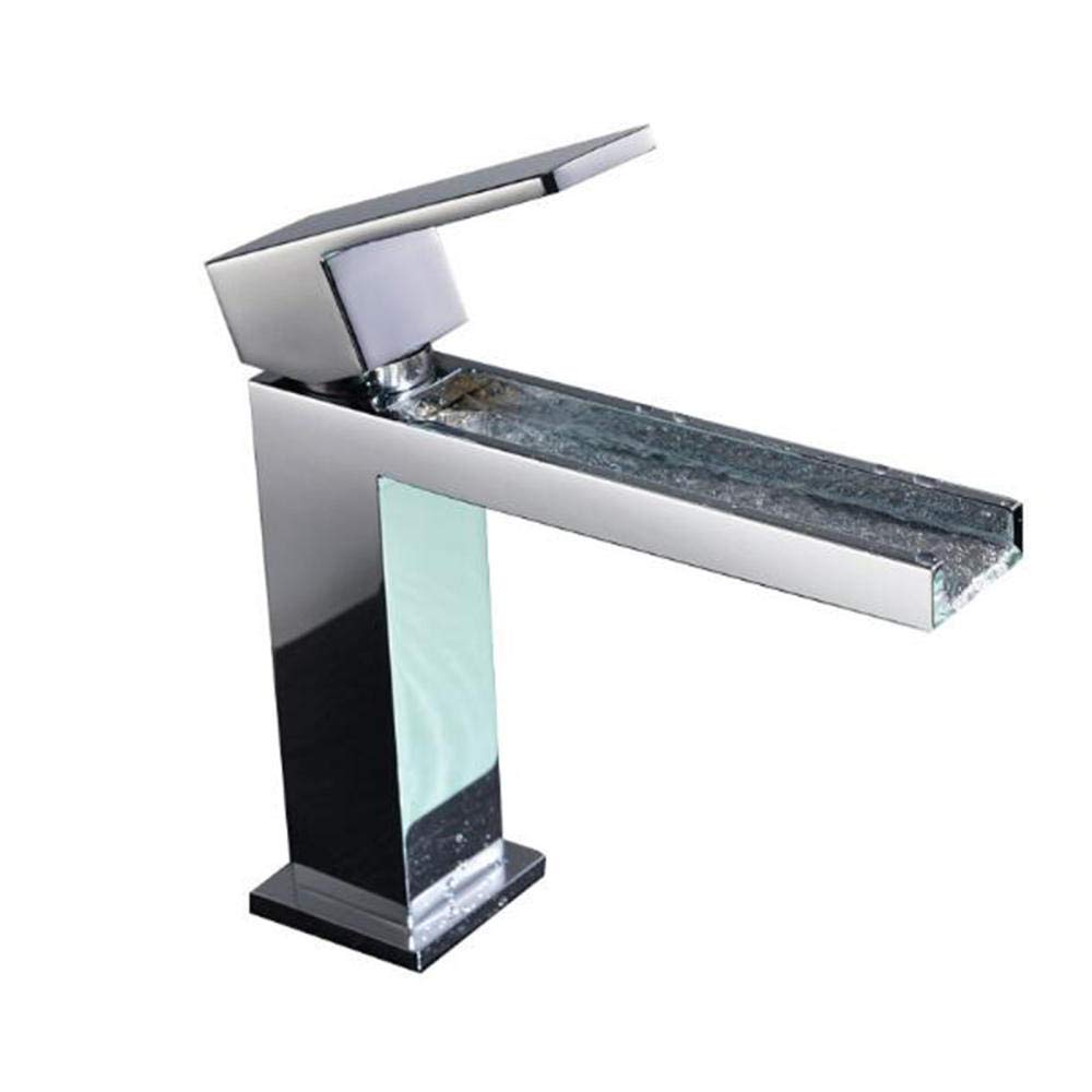 ZQFHSX Basin Mixer Tap Waterfall Faucet - Chrome-Plated Bathroom Sink Faucet, Hot and Cold Brass Design