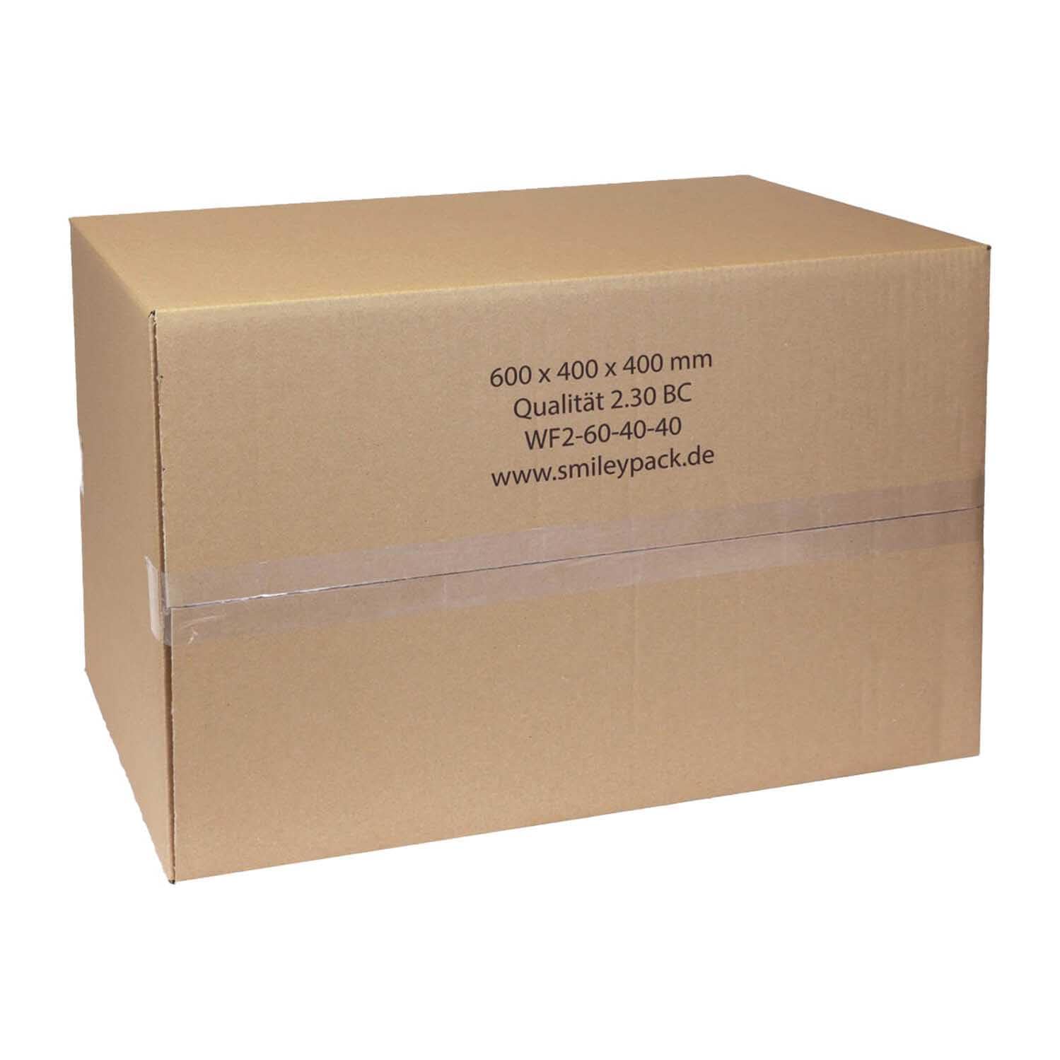 smiley pack 160 Stück Karton 600 x 400 x 400 mm 2-wellig | Stabiler, belastbarer Faltkarton & Versandschachtel – Paket, Pappkiste für DHL, DPD, GLS, Hermes, UPS