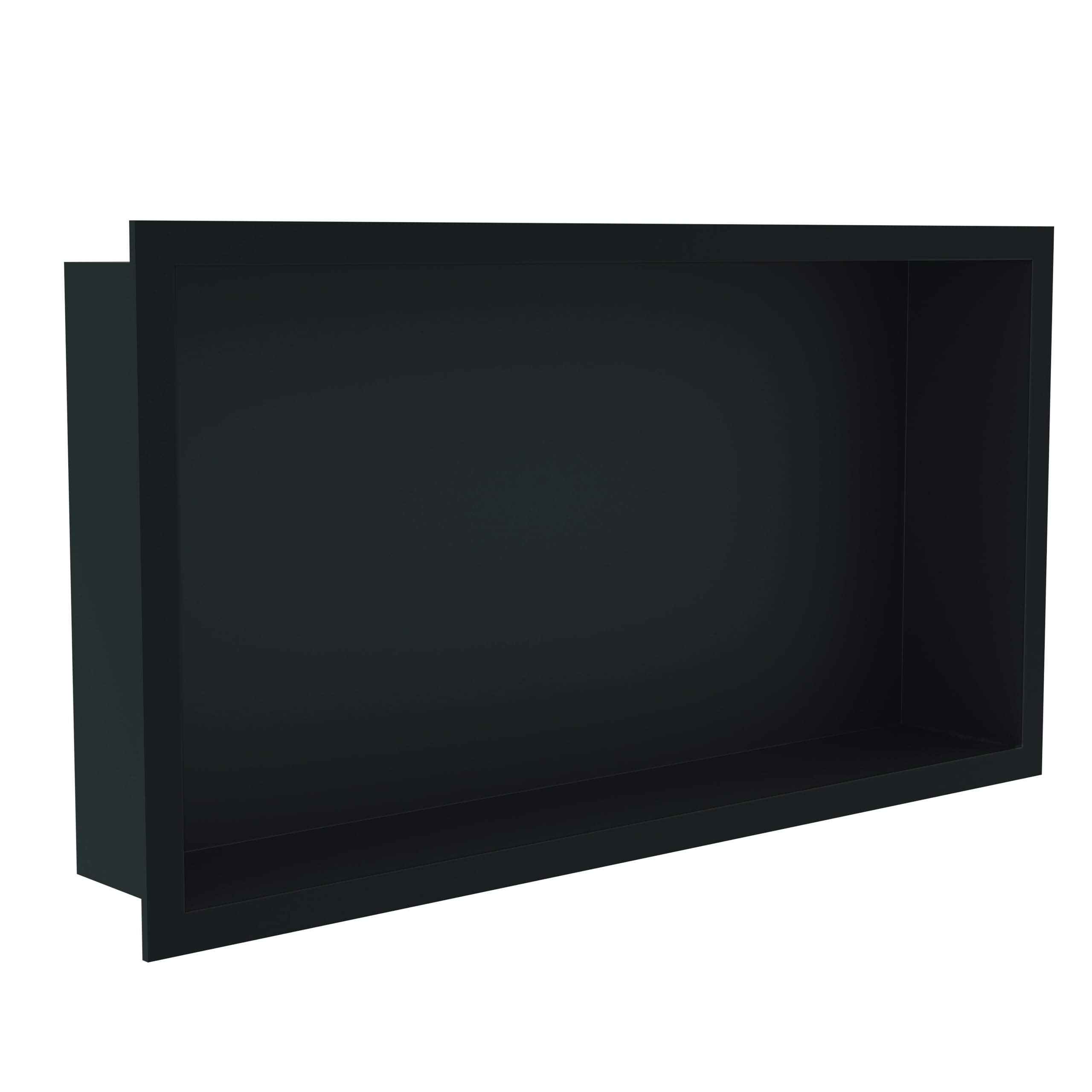 NWT Direct 600 x 300mm Matt Black Stainless Steel Shower Niche Rectangle Pre-Built Wetroom Shower Shelving 100% Waterproof Easy Installation Pre-Built
