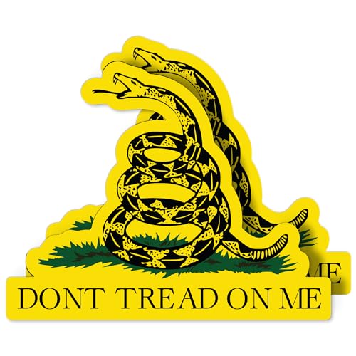 Stickios Dont Tread On Me Gadsden Flag Stickers - Patriotic 1776 American Flag Decals for Cars Trucks & Vehicle Windows - Made in USA - Rattlesnake Cutouts (2-Pack 3.8 x 3 inches)