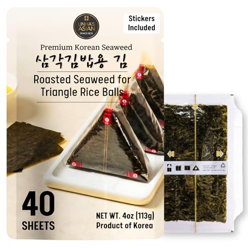 Unhas Korean Onigiri Seaweed Wrappers for Rice Balls 40 Sheets