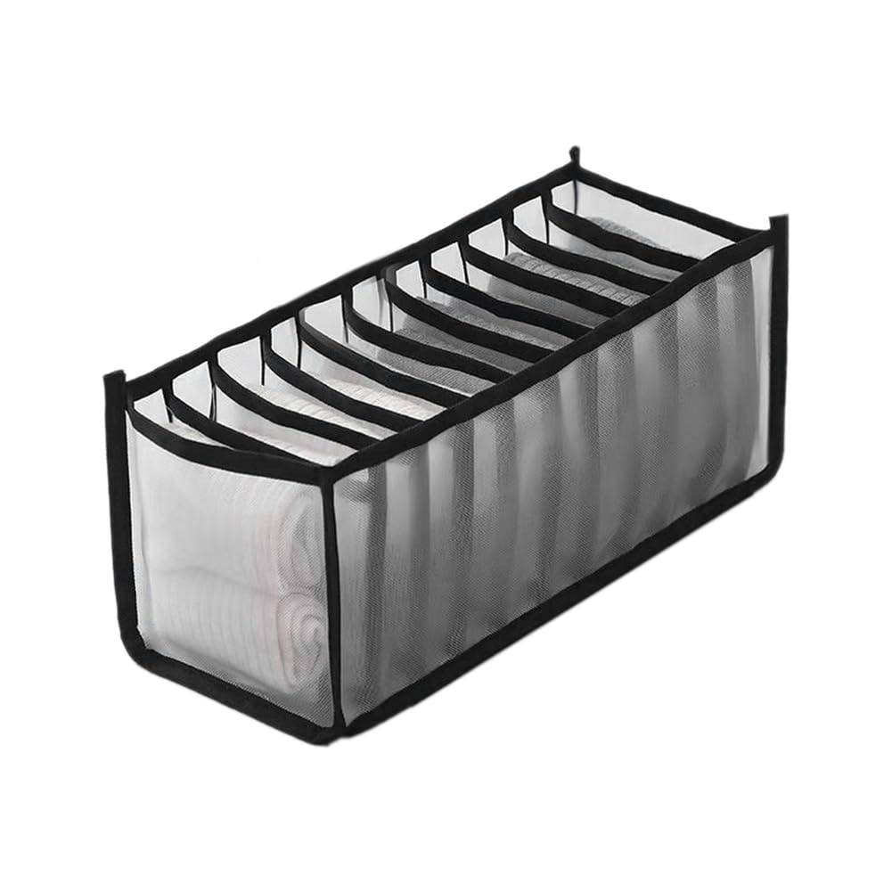 CTRLZS Underwear Bra Socks Organizer Storage, Washable Foldable Drawer Clothes Organizer (Black-11 Grids)