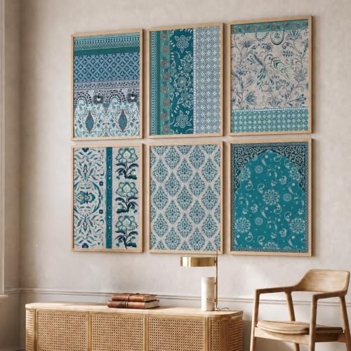 Image of kotart Boho wall Art Paintings with Frame for Home Decoration - poster with frame for Wall Decoration - Framed Painting for Living Room Bedroom Office Decor - (Pack of 6 Multicolor) (13x17 inch, A)