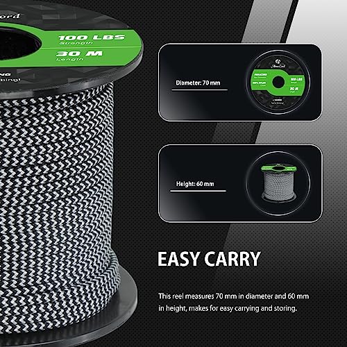 Abma Cord Paracord 100 lbs 2mm 100% Nylon 30M - Zebra, Shockwave-zebra, 30 Meters - Image 2
