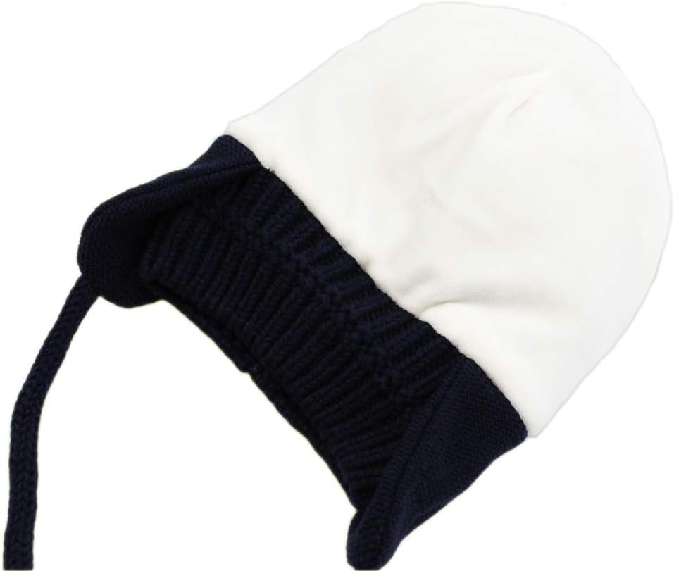 Earflaps Hat - Infant Toddler Kids Soft Warm Knit Winter Hat with Fleece Lining(Grey&Navy,S) - Image 6