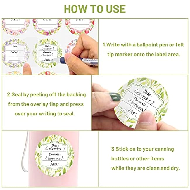Fancy Land 300 Waterproof Canning Labels for Jars Labels Food Labels Round for Food Container Spice Lids Canister Food Storage Canning Supplies 2 Inch Watercolor