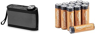 Roberts Radio R9993 Portable 3-Band LW/MW/FM Battery Radio with Headphone Socket - Black & Amazon Basics AA Performance Alkaline Batteries (12-Pack) - Packaging May Vary