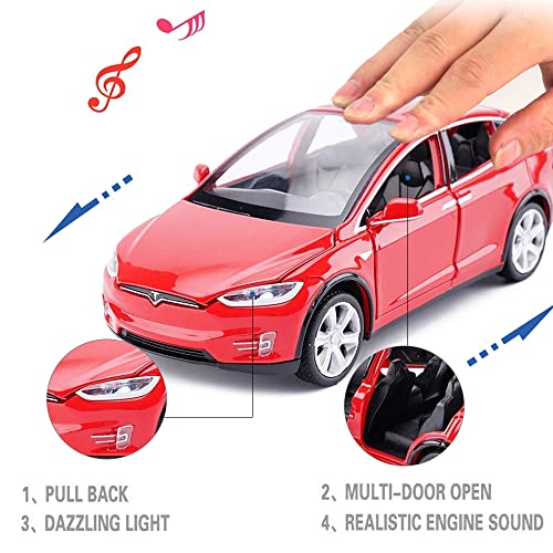 Diecast Car Model X Toy, 1:32 Scale Zinc Alloy Casting Pull Back Vehicles Door Opening With Sound And Light, Mini Electronic Toys Model X90 Collectible Car Toy For Toddlers Kids Birthday Gift #TOP2