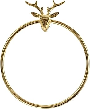 Towel Bar Towel Ring Creative Fawn Bathroom Towel Bar, Bath Accessories Towel Holder Wall Mounted Brass Towel Rack Bathroom Kitchen Rack Tower Hanger Size A