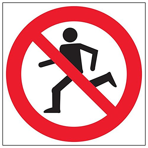 VSafety 51013BG-R'No Running Logo' Sign, cuadrado, 400 mm x 400 mm (paquete de 3)