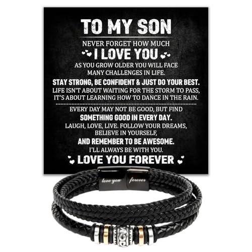 Chiside To My Son Bracelet From Mom Dad Sons Gift From Dad Mother And Son Bracelet Anniversary Graduation Valentine Christmas Birthday Gifts For Sons With Message Card And Gift Box