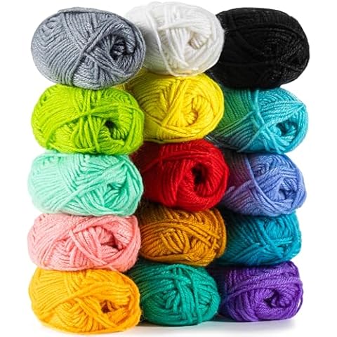 MAQIHAN 15x20g Acrylic Yarn for Crocheting - Soft Knitting Yarn for Crafts Multicolor Yarn Skeins for Crocheting DIY Yarn Bulk for Handicraft Knitting Yarn Scarves Gift for Beginners Adults Cover