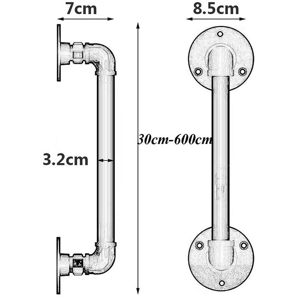 Corrimano bianco da 1 piede a 20 piedi - Kit completo. Supporto da parete Supporto da parete Corrimano industriale in tubo di ferro nero per loft per scale, corridoio mansardato Maniglie interne ed