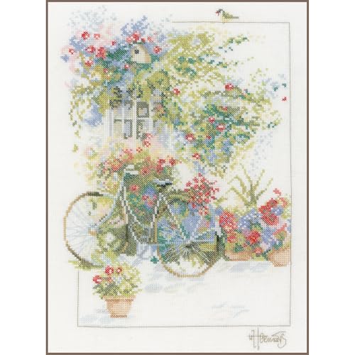 Image of Lanarte - Flowers & Bicycle - Marjolein Bastin Cross-Stitch Kit