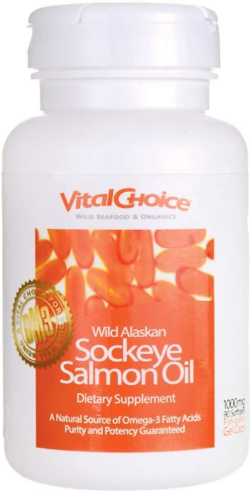 Vital Choice Wild Alaskan Sockeye Salmon Oil, Omega-3, 1000mg, 90-Count