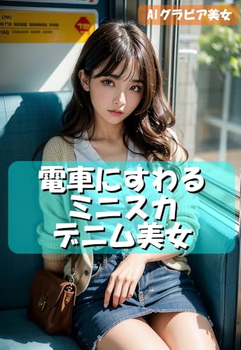 電車にすわるミニスカデニム美女 - AIグラビア美女 -