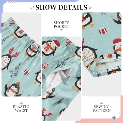 ZZXXB Penguin Gift Tree Boys Long Pants Soft Trousers Elastic Waist Kids Lounge Bottoms with Pockets S-XL4