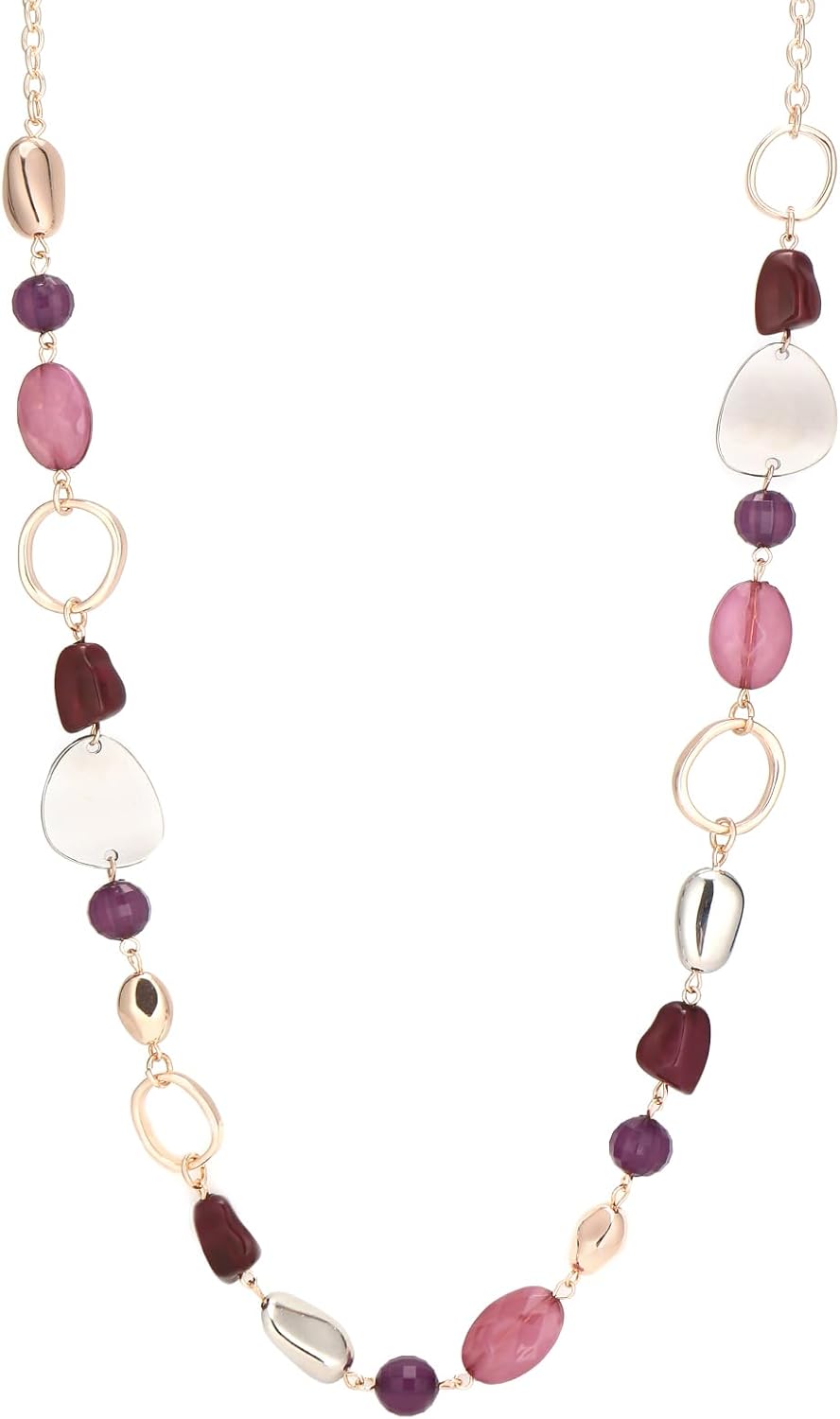 Dazylleco Long Gold Boho Necklaces for Women Beaded Statement Chain Long Necklace Gold Costume Jewelry Birthday Gifts for Her