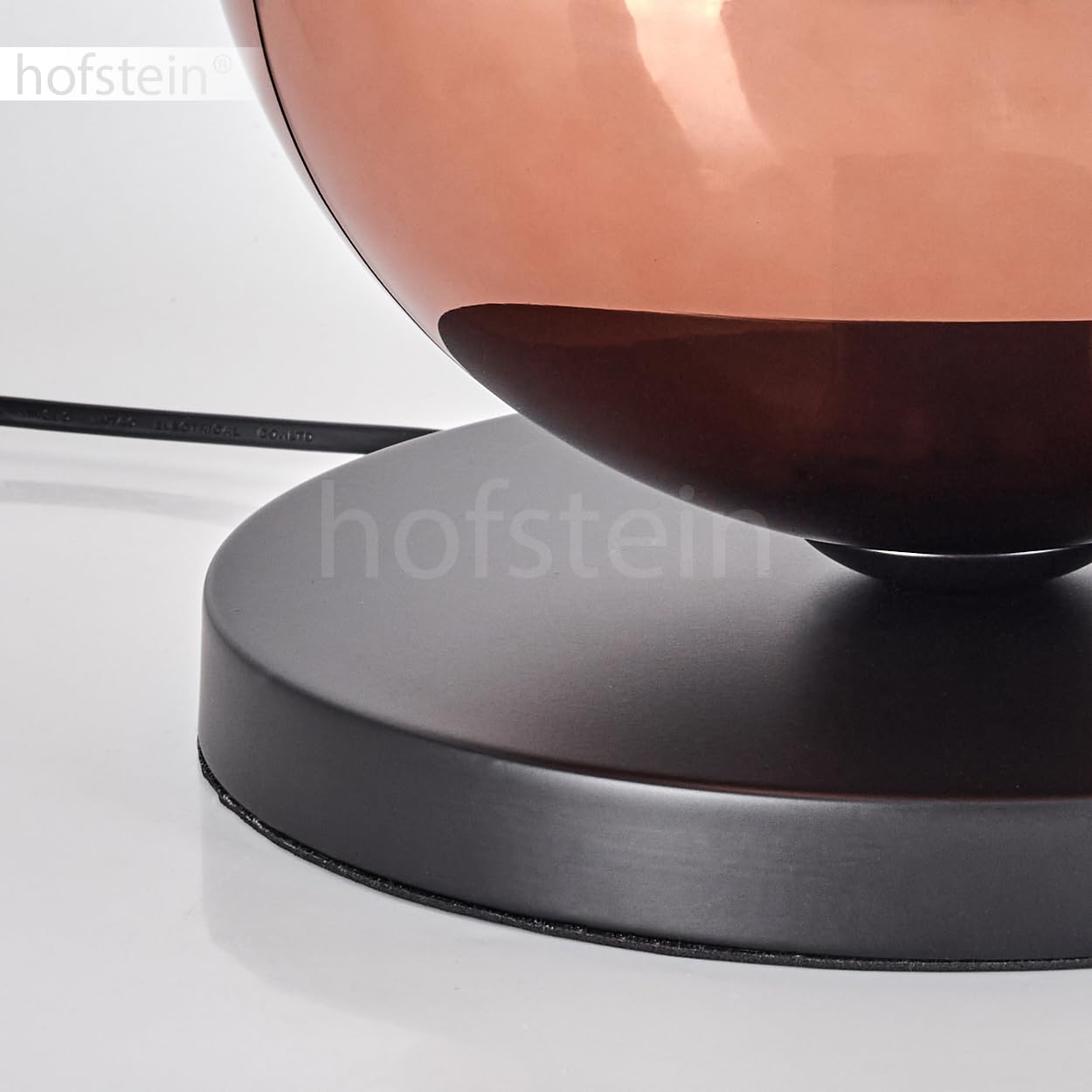 Tischleuchte Koyoto, Tischlampe aus Metall/Glas in Schwarz/Kupferfarben, Leuchte im modernen Retro/Vintage-Design mit Schirm aus Glas (Ø 25 cm) u. An/-Auschalter am Kabel, 1 x E27, ohne Leuchtmittel