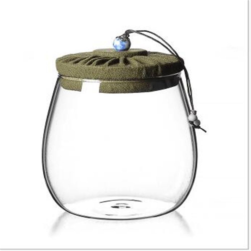 uniquQ Heat Resistant Big Capacity Transparent Glass Jar Flower Tea Container with Lid Glass Jars Food Storage Tank (Green)