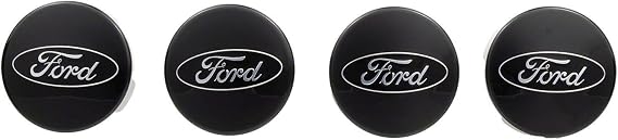 Set of Four 2 1/8 Black and Chrome Center Wheel Cap Kit, for Current and Late Model Ford Passenger Cars - Does not fit Ford Truck or SUV Wheels