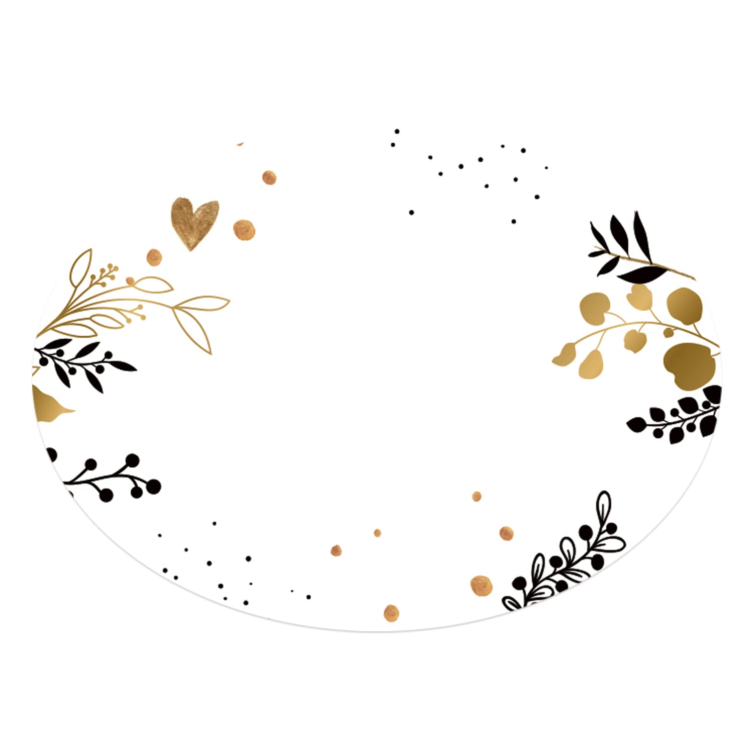 Logbuch-Verlag Rollo de 200 pegatinas escribibles bonitas en colos blanco, negro y dorado motivos florales 6 x 4,5 cm - pegatinas bonitas para manualidades y embalaje