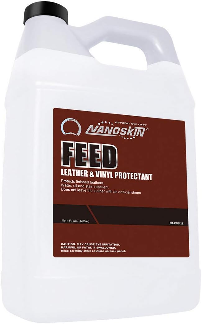 Nanoskin Feed Leather & Vinyl Protective Coating 1 Gallon - Advanced Treatment for Ultimate UV, Stain & Moisture Resistance - Water-Based Zero VOC Formula for Auto Interiors, Leather Apparel & More