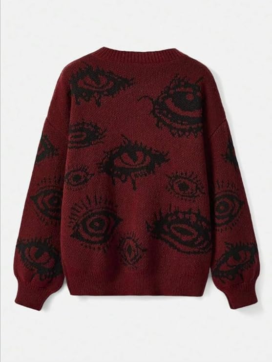 Oversized Crewneck Long Sleeve Sweaters Fashion Goth Grunge Punk Halloween Pattern 2025 Winter Sweater Pullover Tops - Image 2