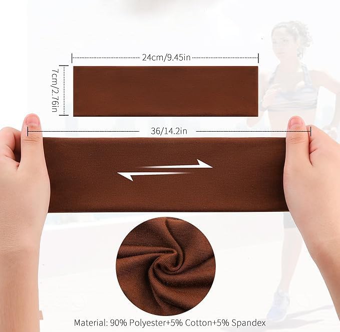 5Pcs Headbands for Women Non Slip, 5 Colors Head Bands for Women's Hair. Soft Cotton Cloth Stretchy Thick Headbands for Running, Yoga, and Exercise thumbnail