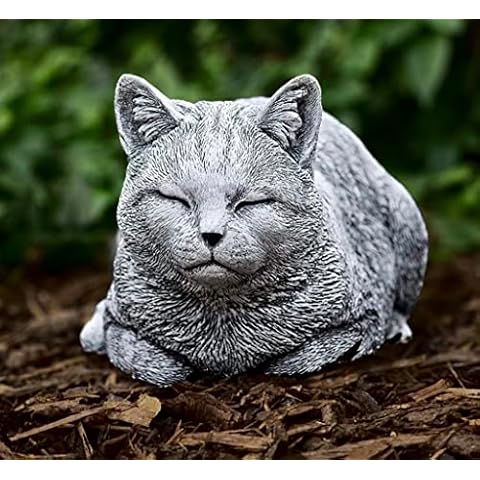 SLEEPING CAT 19lb: Sleeping Cat Statue, Cat Garden Figure, Stone Cat, Gray Cat, Black cat memorial garden figure, Handcrafted in U.K. (Large) Cover