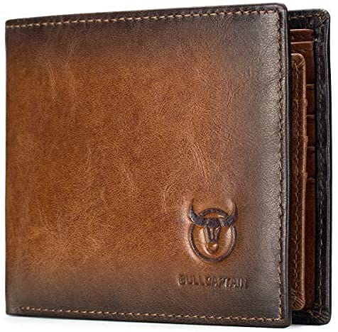 Billeteras para hombres Slim Bifold Vintage Cuero auténtico bolsillo frontal RFID bloqueo cartera Cover