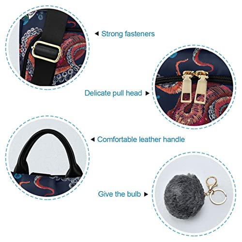 Image of Fustylead Embroidered Octopus Women Fashion Backpack Purse Travel Ladies College Shoulder Bags