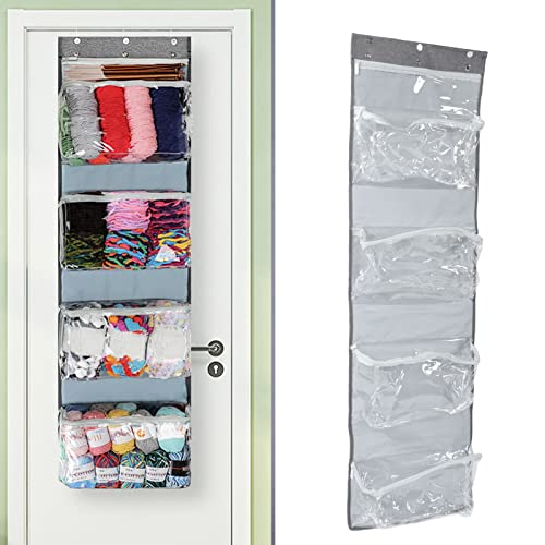 Wnvivi Hanging Yarn Storage Holder,Transparent Foldable Crochet Knitting Storage Organizer for Wardrobe,Knitting Projects Organizer for Yarns