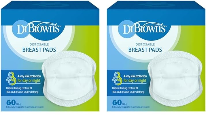 Dr. Brown's Almohadillas absorbentes desechables de un solo uso para lactancia materna y fugas, 120 almohadillas (paquete de 2)