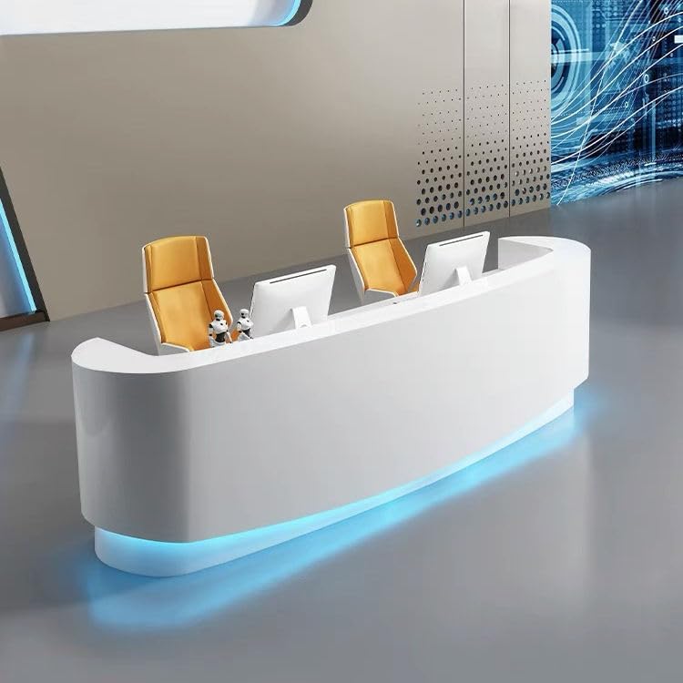 Image of Curved Reception Desk Counter for Office, Clinic, Hospital, Salon, Spa, Hotel Lobby, Showroom, Corporate Front Desk - (RCT-206 MDFL L8W2)