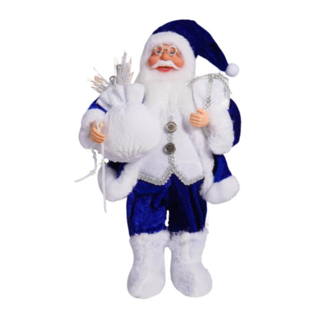 TWISAXC Beautiful Santa Claus Figurine Decoration Cute Colorful Christmas Doll Festive Homes And Special Celebrations Housewarming Gift Cooking Craft Farmhouse Cabinet, blue, height 32cm
