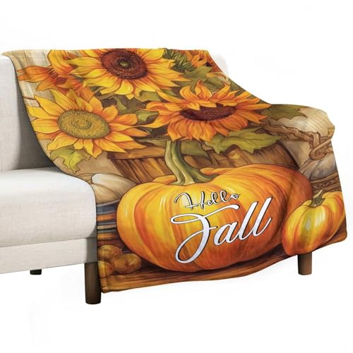Couverture Hello Fall citrouille 177x203cm plaid chaud léger - 2