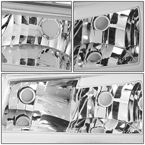 Image of DNA MOTORING HL-LB-CSIL03-CH-CL1 Chrome Housing 3D LED DRL Headlight Bumper Lamp Set Compatible with 03-06 Silverado 1500-3500 / Avalanche 1500 2500