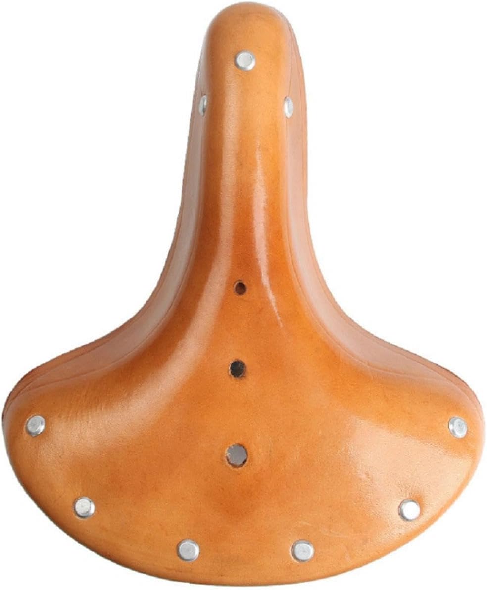 Brown Leather Bike Seat, CATAZER 3 Spring Bike Seat Steel Sturdy Willow Nail Fixed Bicycle Saddle Suitable for Mountain Road Bicycle Long Distance Cycling