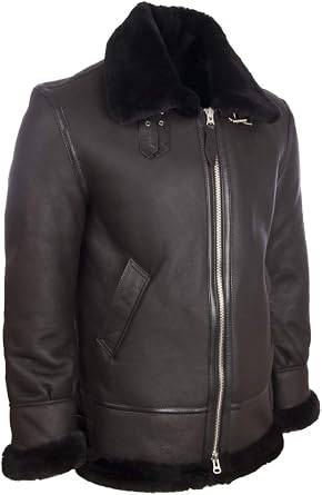 Aviatrix Men's Real Leather Shearling Classic Aviator Pilot Jacket (JEE2)