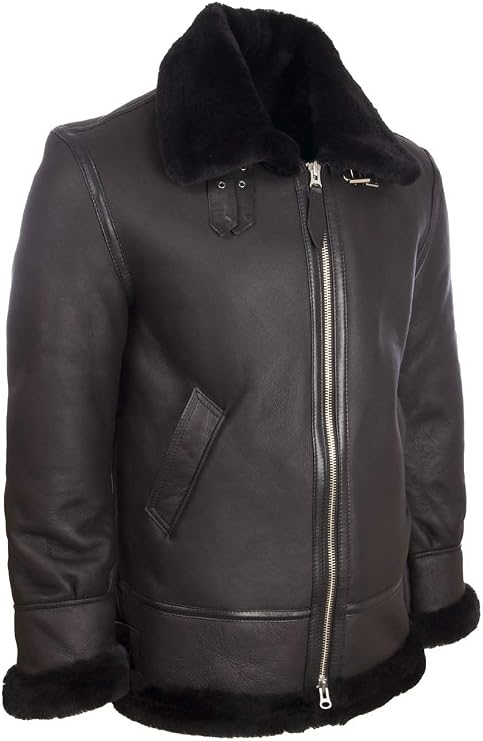 Aviatrix Men's Real Leather Shearling Classic Aviator Pilot Jacket (JEE2)