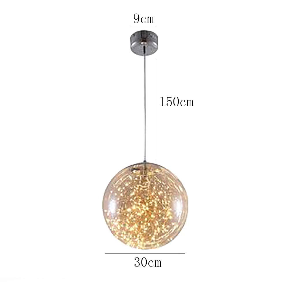 Led Moderno Semplice Gypsophila Lampadario,Camera Corridoio Portico Luci Del Balcone,Caffè Ristorante Music Bar Lampade In Vetro-Luce bianca cognac 30cm