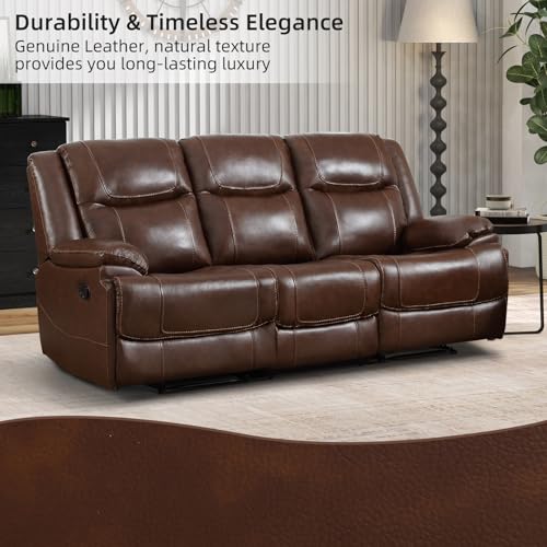EBELLO Genuine Leather Recliner 3-Seater Sofa