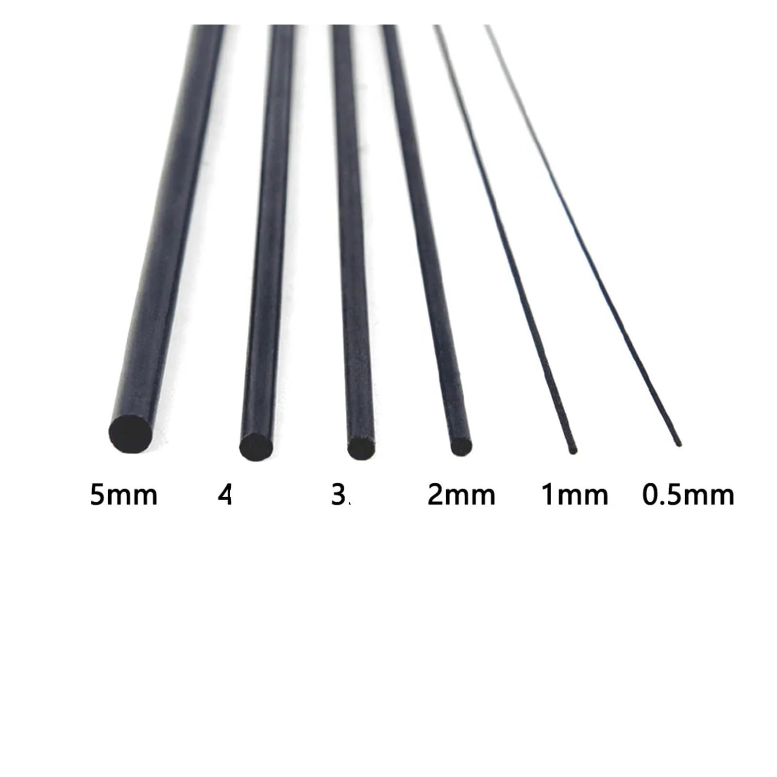 10 Stück Kohlefaserstäbe, 1000 mm Länge und Durchmesser 0,5 mm - 7 mm, rund, massiver Kohlefaserstab zur Befestigung und Verstärkung(2.5x1000mm 10pcs)