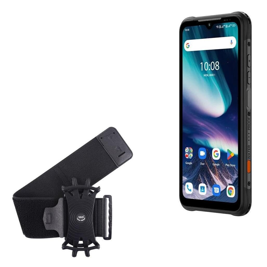 BoxWave Holster Compatible with Umidigi Bison X20 - ActiveStretch Sport Armband, Adjustable Armband for Workout and Running - Jet Black