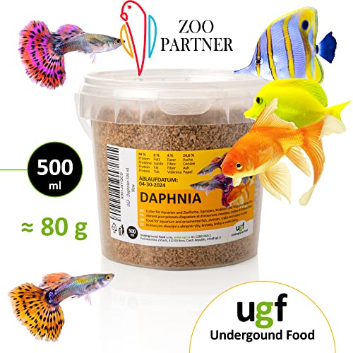 UGF - Premium Daphnia Wasserflöhe, 500 ml (80 g) Eimer, Getrocknet Fischfutter Aquarium, Aquarium Futter, Snacks für Zierfische – Bild 3